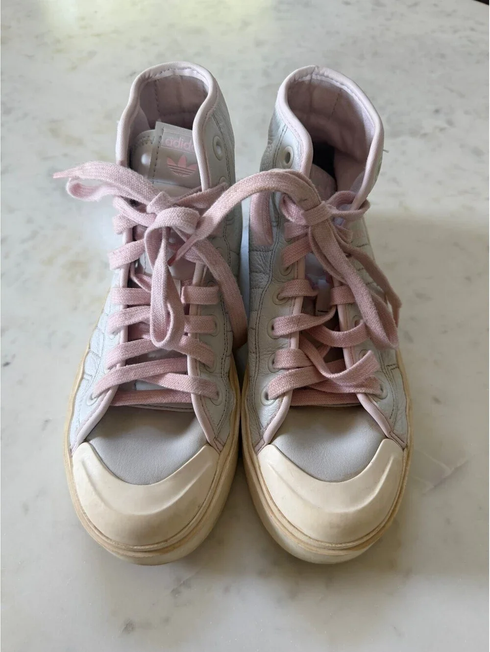 adidas Nizza Bonega Mid sneakers Cloud White / Almost Pink colorway - Size 7